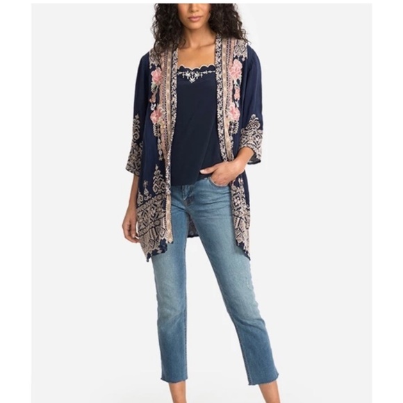 Johnny Was EUC Helena Kimono, Floral Embroidered size Medium - Picture 7 of 13